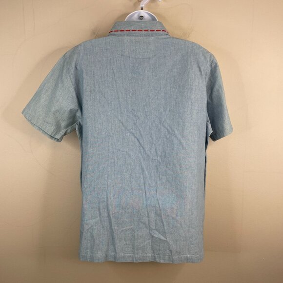 Vintage Floral Chambray Top NWT Womens 14 Button Up Camp Shirt Nature Cottage - Picture 8 of 13